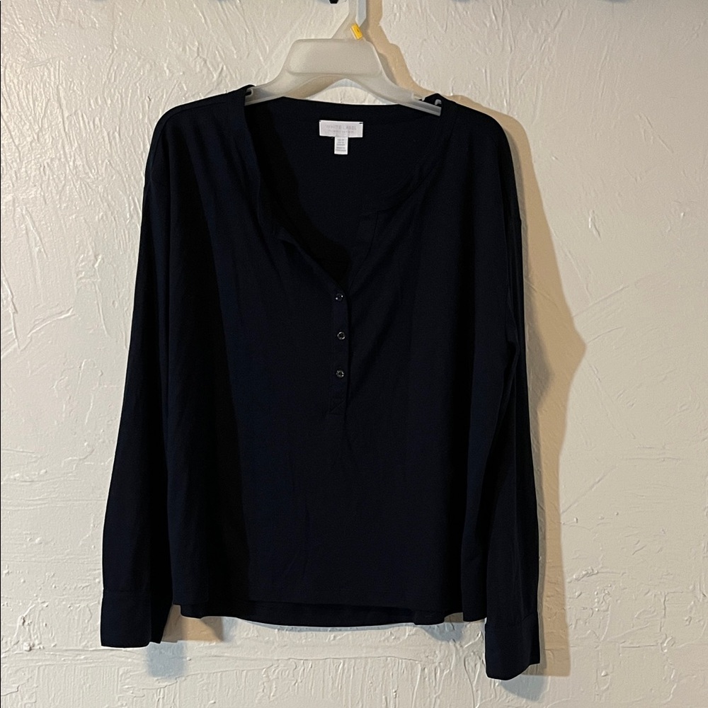 The White Company Navy Long-Sleeve Henley Top